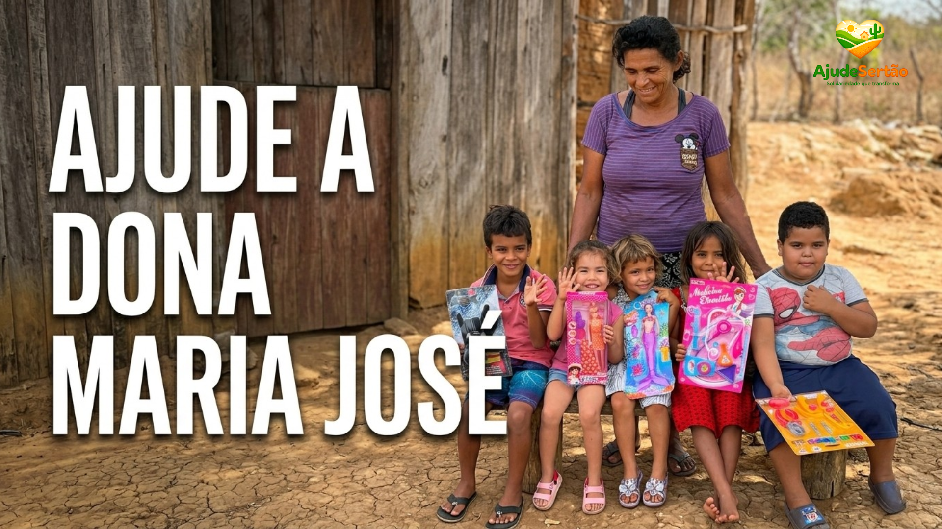 Dona Maria José e seus 5 filhos no sertão da Paraíba